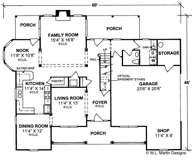 Floor Plan First Story of Country Plan #178-1058