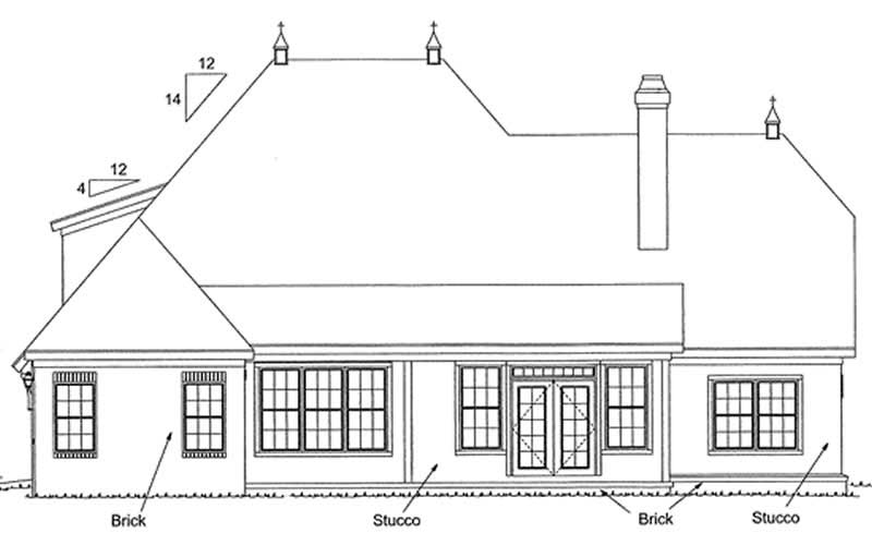 Home Plan Rear Elevation of this 4-Bedroom,2587 Sq Ft Plan -178-1059