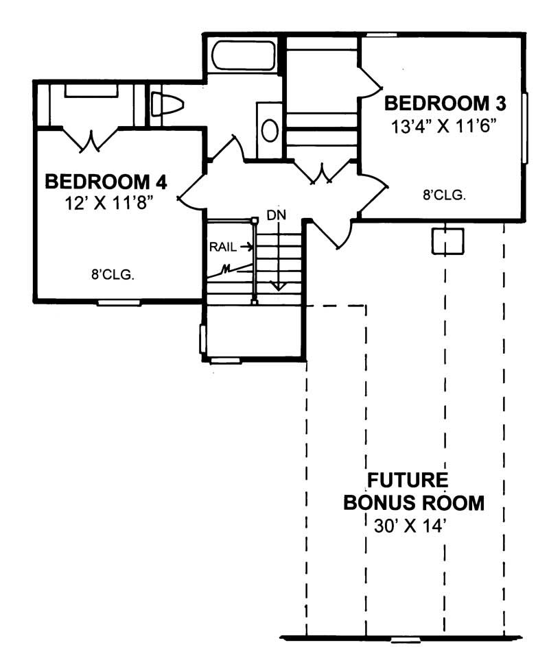 Floor Plan Second Story of European Plan #178-1059