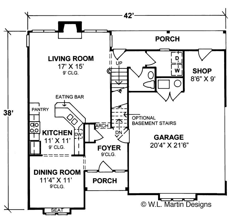 Floor Plan First Story of Country Plan #178-1060