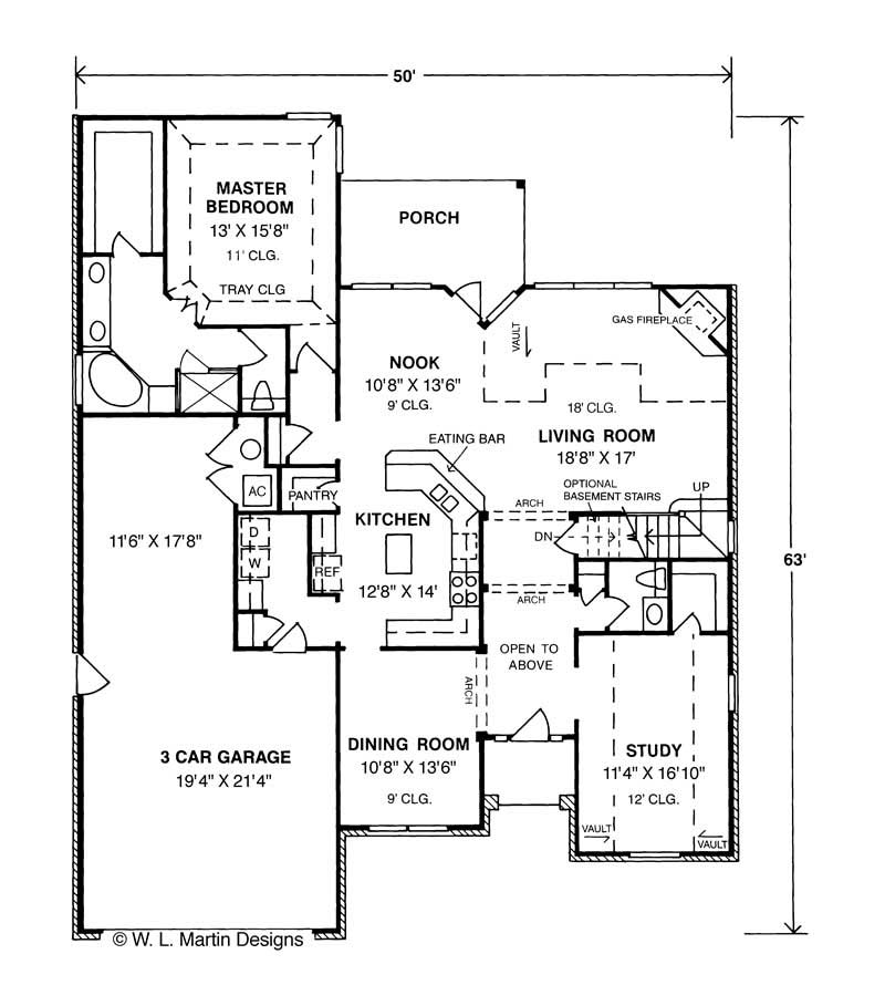 Floor Plan First Story of European Plan #178-1063