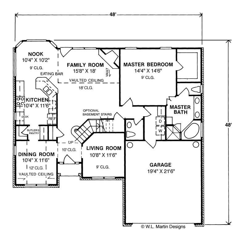 Floor Plan First Story of Traditional Plan #178-1064