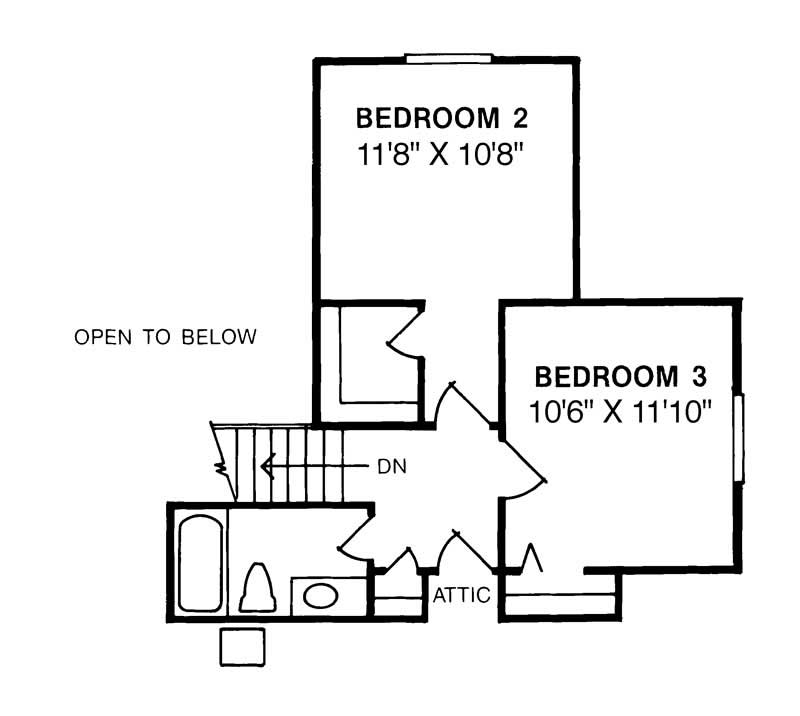 Floor Plan Second Story of Traditional Plan #178-1064