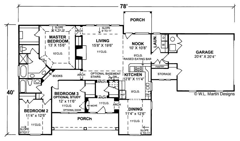 Floor Plan First Story of Small House Plans #178-1065
