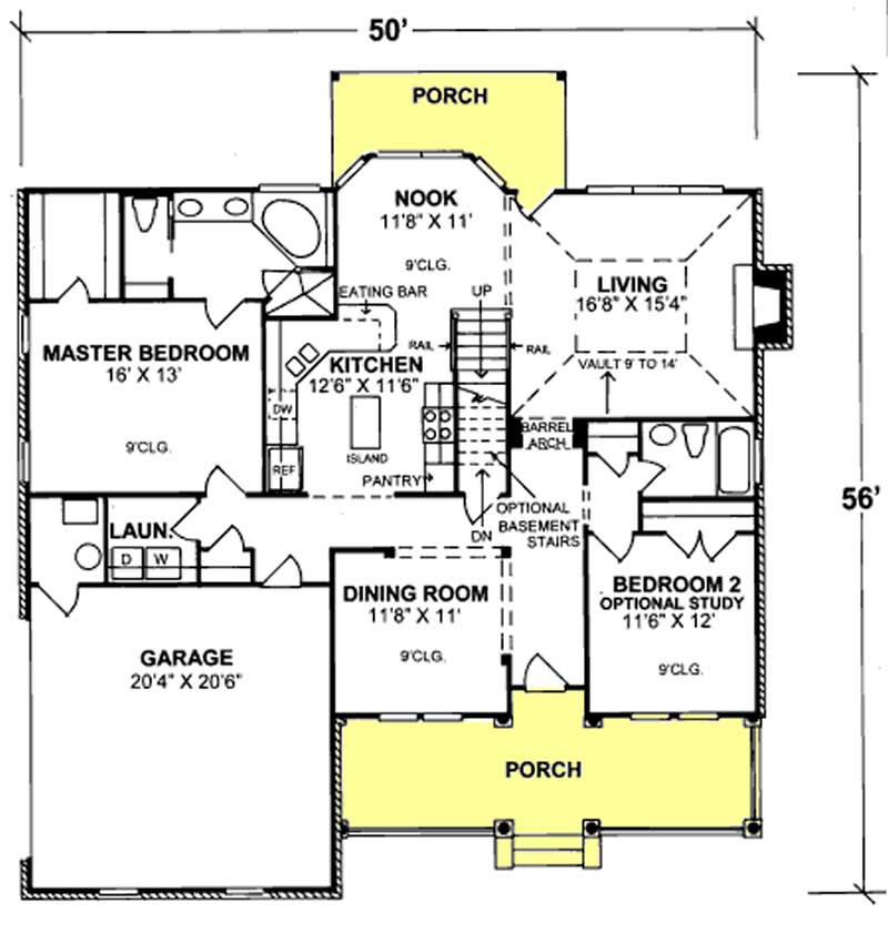Floor Plan First Story of Country Plan #178-1066