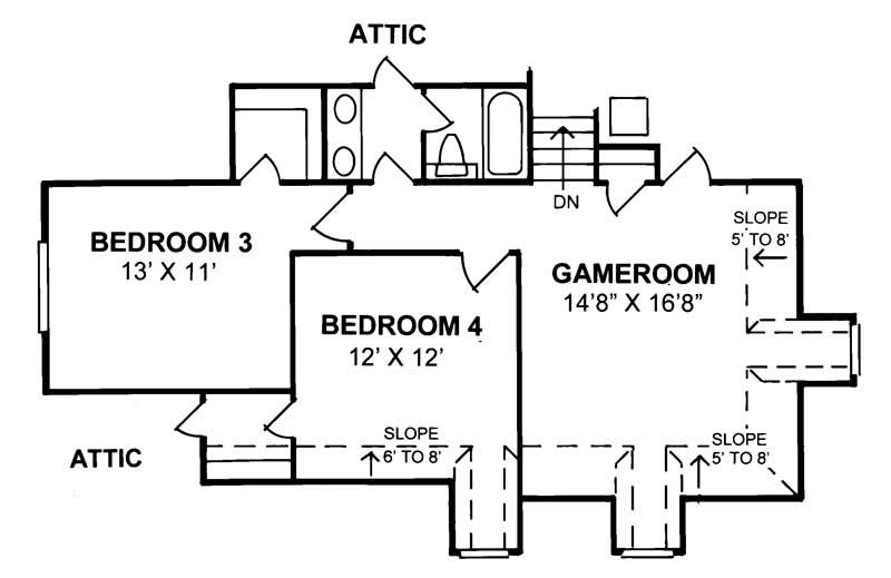 Floor Plan Second Story of Country Plan #178-1066