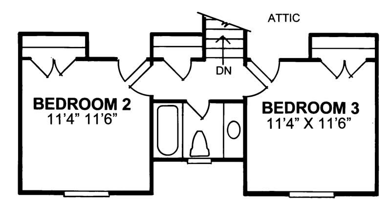 Floor Plan Second Story of European Plan #178-1068