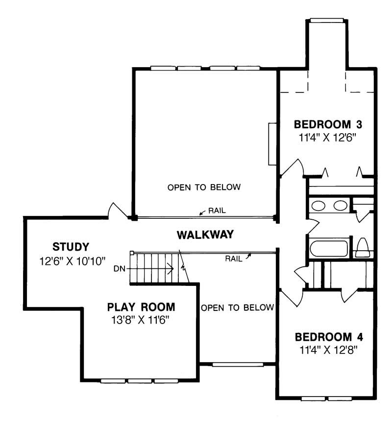 Floor Plan Second Story of European Plan #178-1069