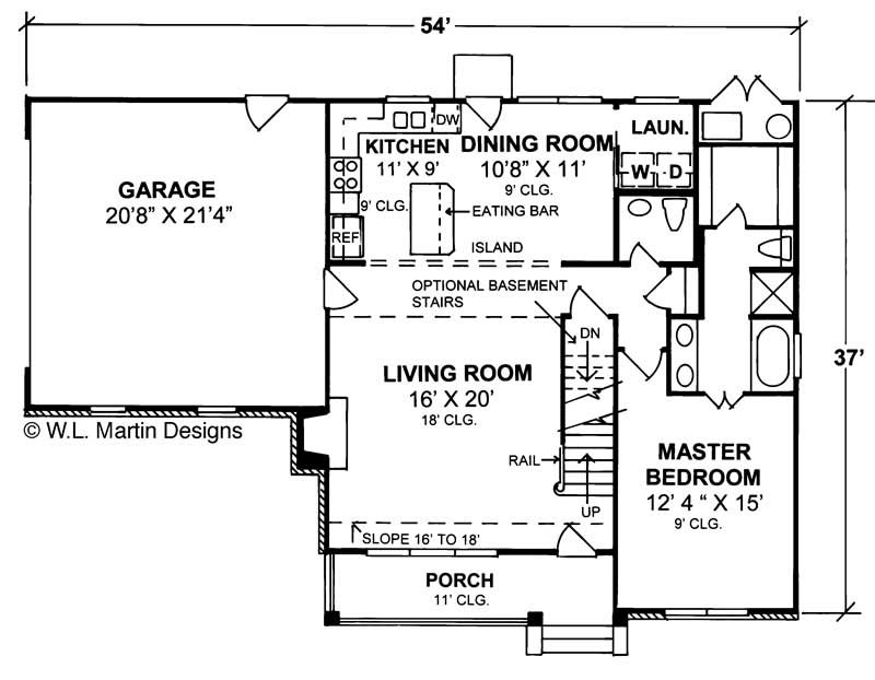 Floor Plan First Story of Small House Plans #178-1070