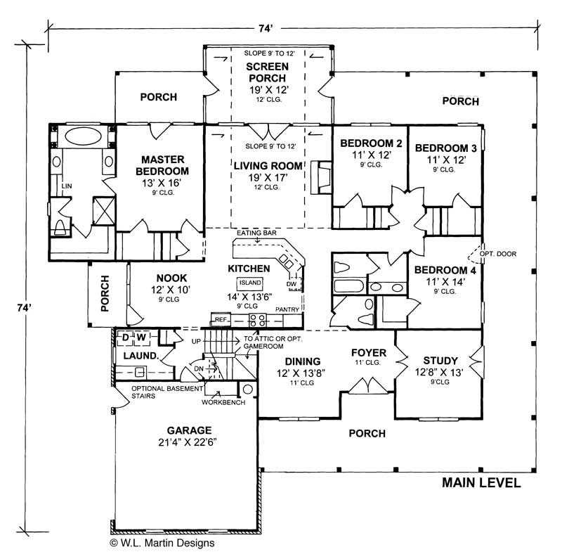 Floor Plan First Story of Country Plan #178-1071