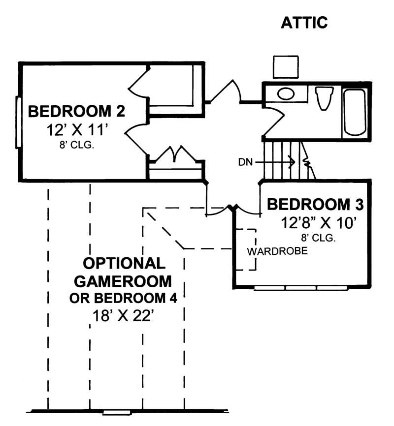 Floor Plan Second Story of Traditional Plan #178-1072
