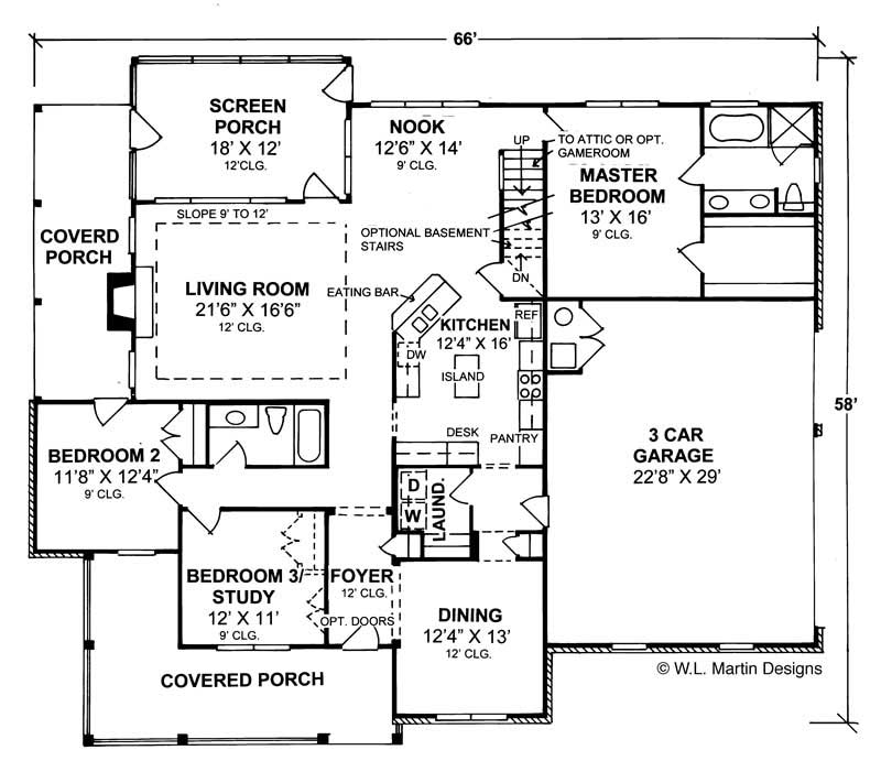 Floor Plan First Story of Country Plan #178-1074