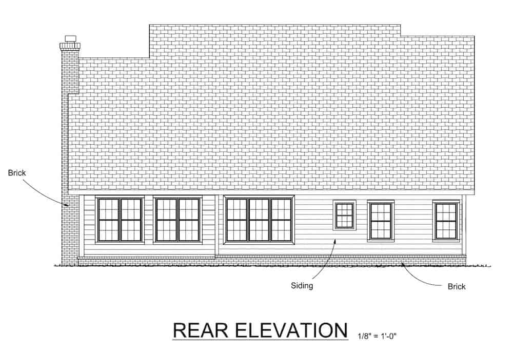 Home Plan Rear Elevation of this 4-Bedroom,2241 Sq Ft Plan -178-1075