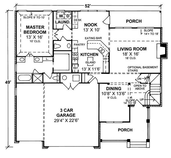 Floor Plan First Story of Country Plan #178-1075