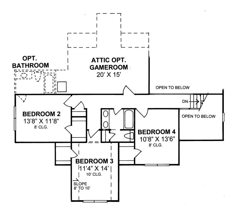 Floor Plan Second Story of Country Plan #178-1075