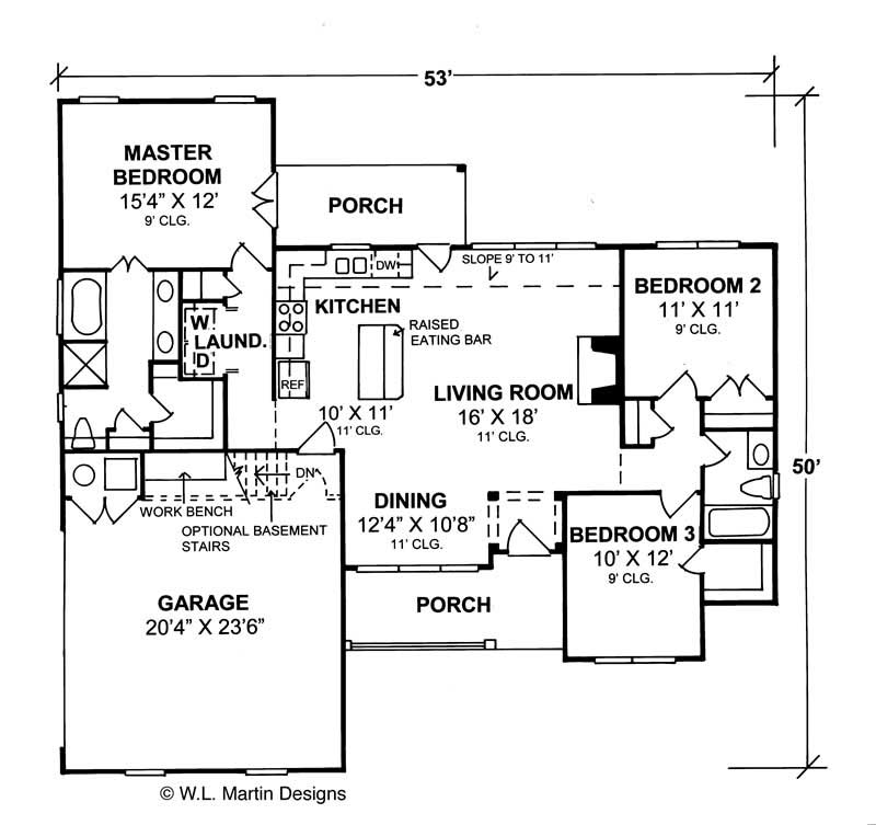 Floor Plan First Story of Small House Plans #178-1076