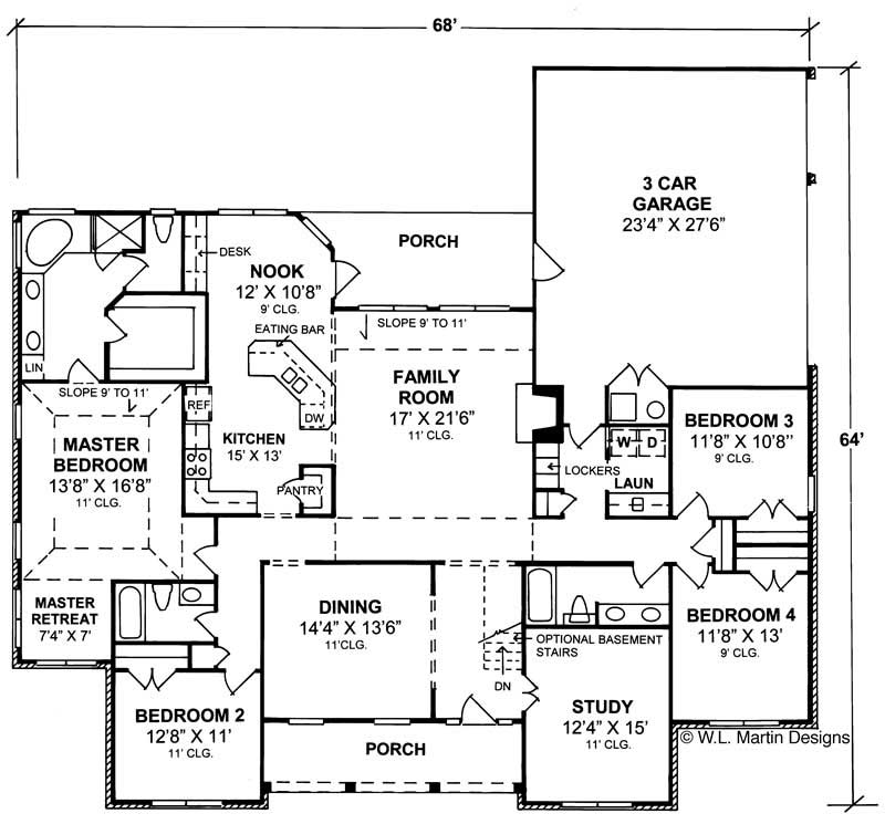Floor Plan First Story of Country Plan #178-1078