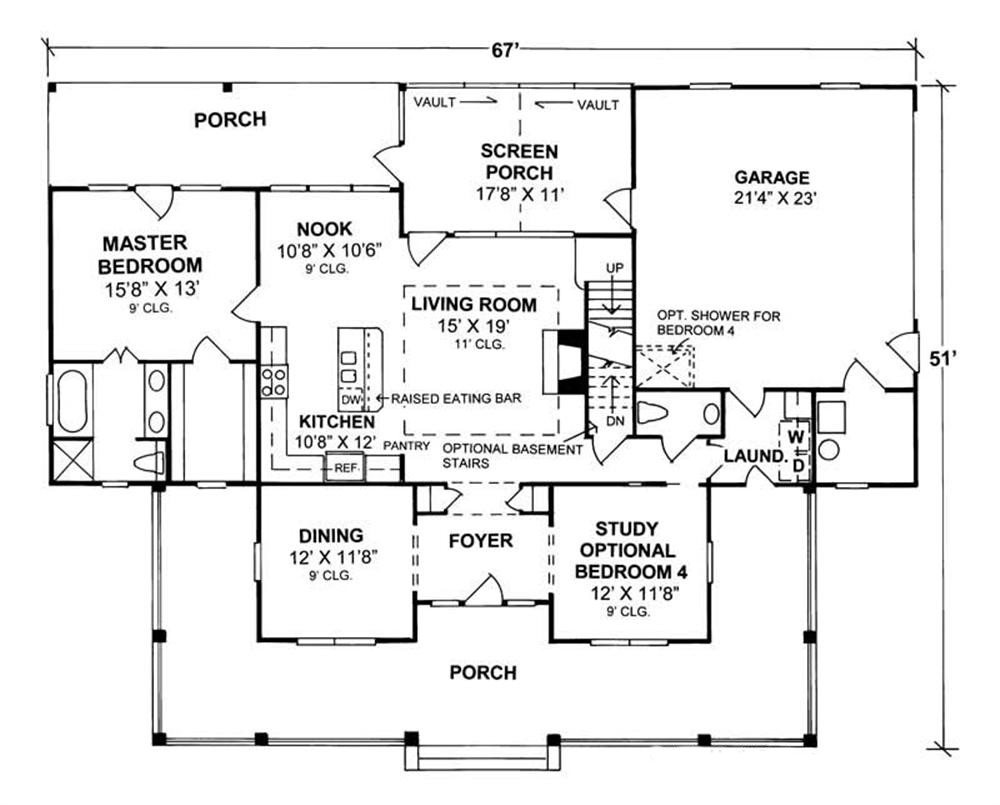 Floor Plan First Story of Country Plan #178-1080