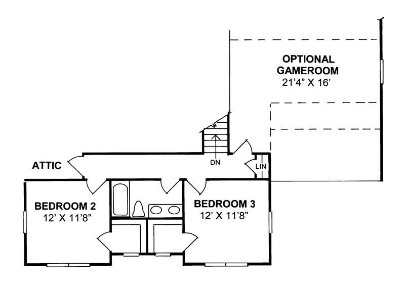 Floor Plan Second Story of Country Plan #178-1080