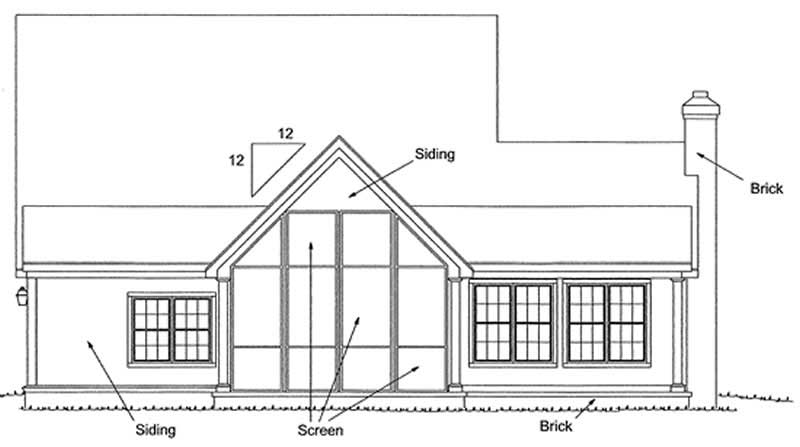 Home Plan Rear Elevation of this 3-Bedroom,1867 Sq Ft Plan -178-1081