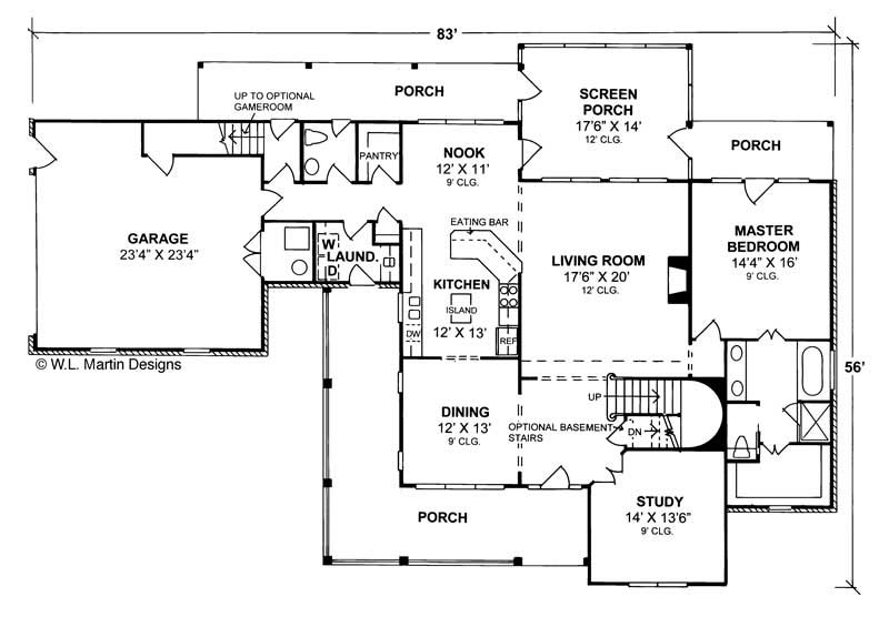 Floor Plan First Story of Country Plan #178-1082