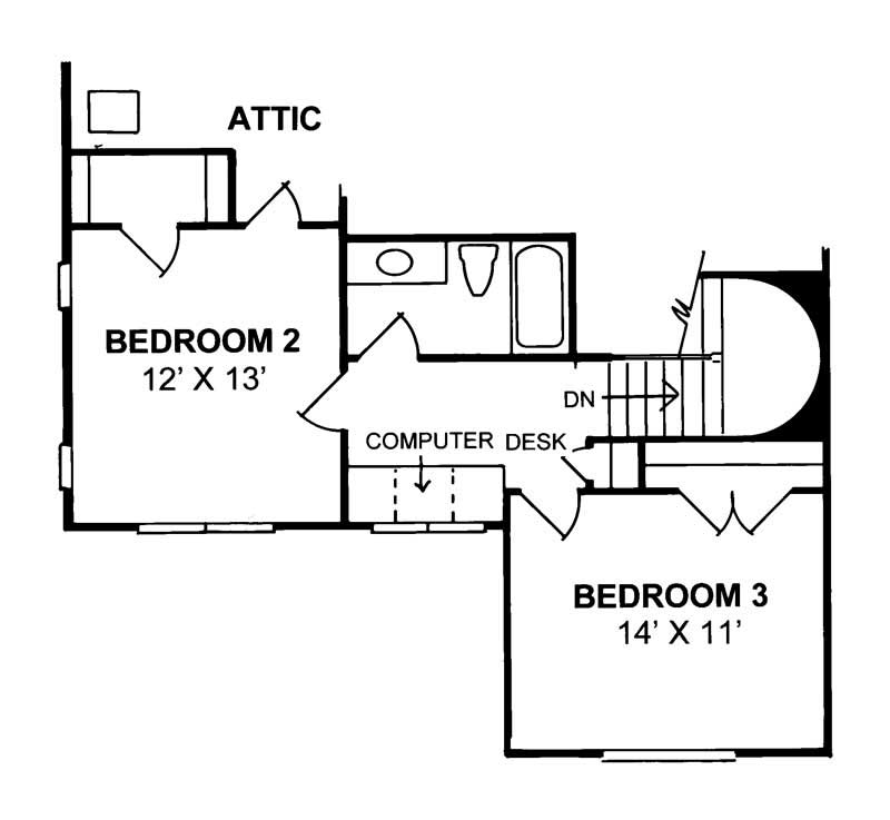 Floor Plan Second Story of Country Plan #178-1082