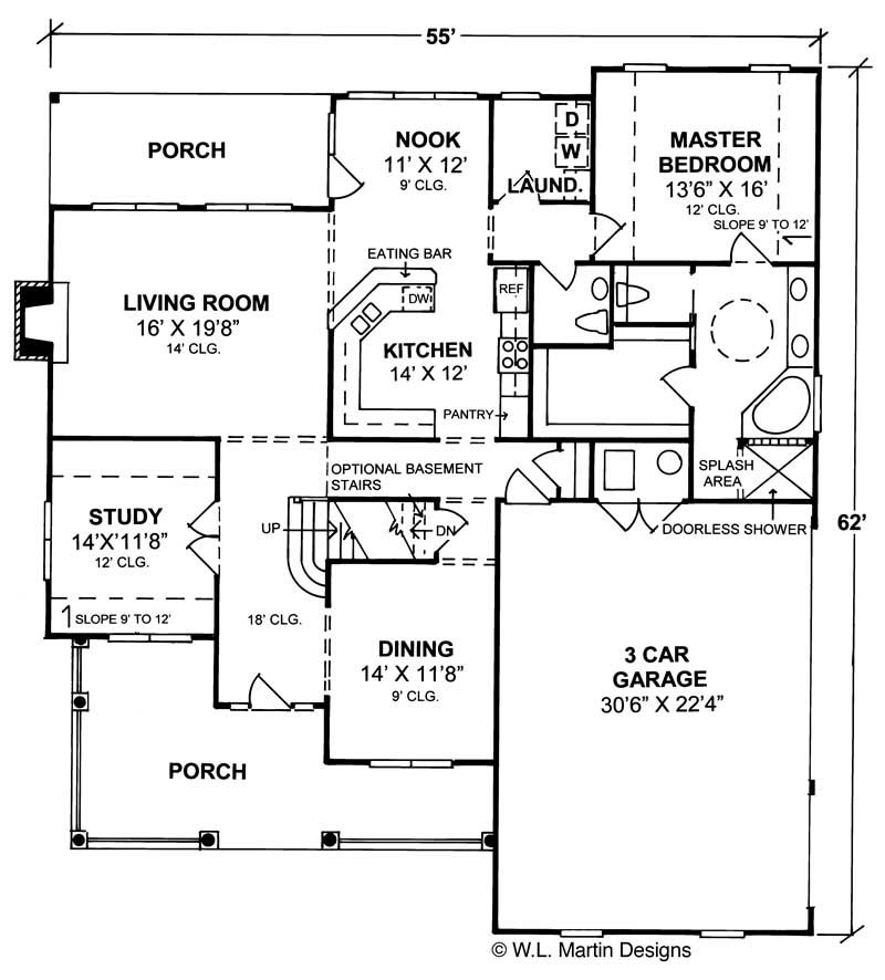 Floor Plan First Story of Country Plan #178-1085