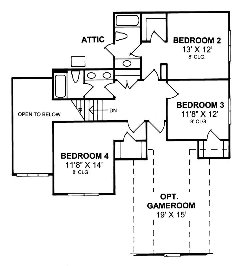 Floor Plan Second Story of Country Plan #178-1085