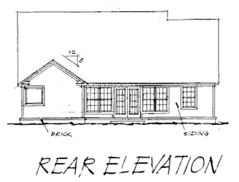 Home Plan Rear Elevation of this 3-Bedroom,1762 Sq Ft Plan -178-1086