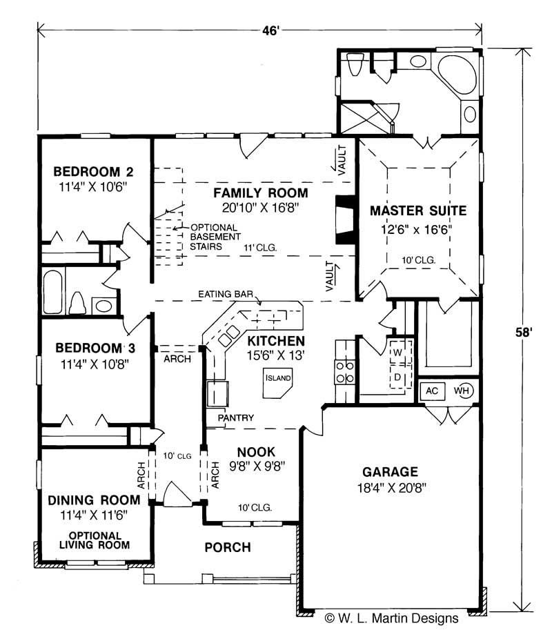 Floor Plan First Story of Small House Plans #178-1086