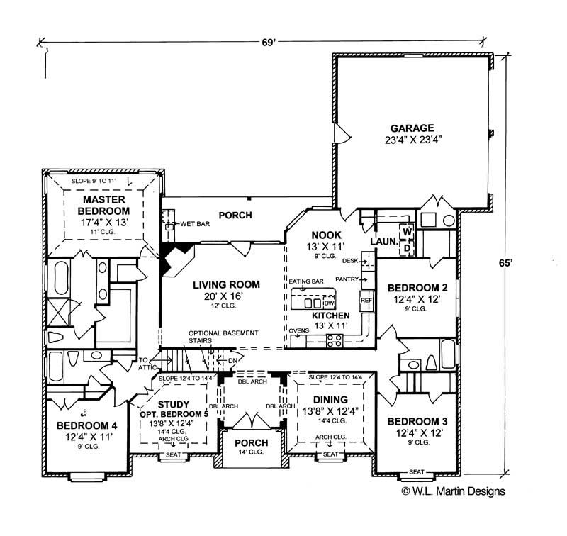 Floor Plan First Story of European Plan #178-1088