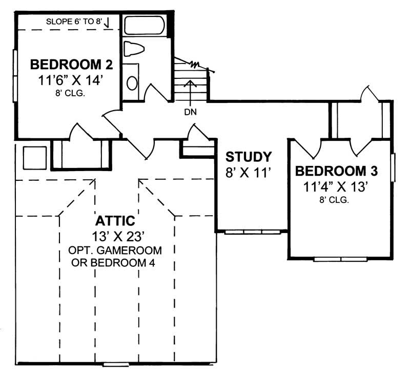 Floor Plan Second Story of Country Plan #178-1091