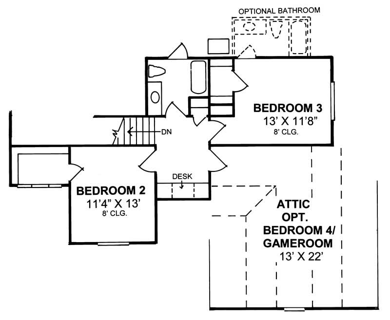 Floor Plan Second Story of Country Plan #178-1092