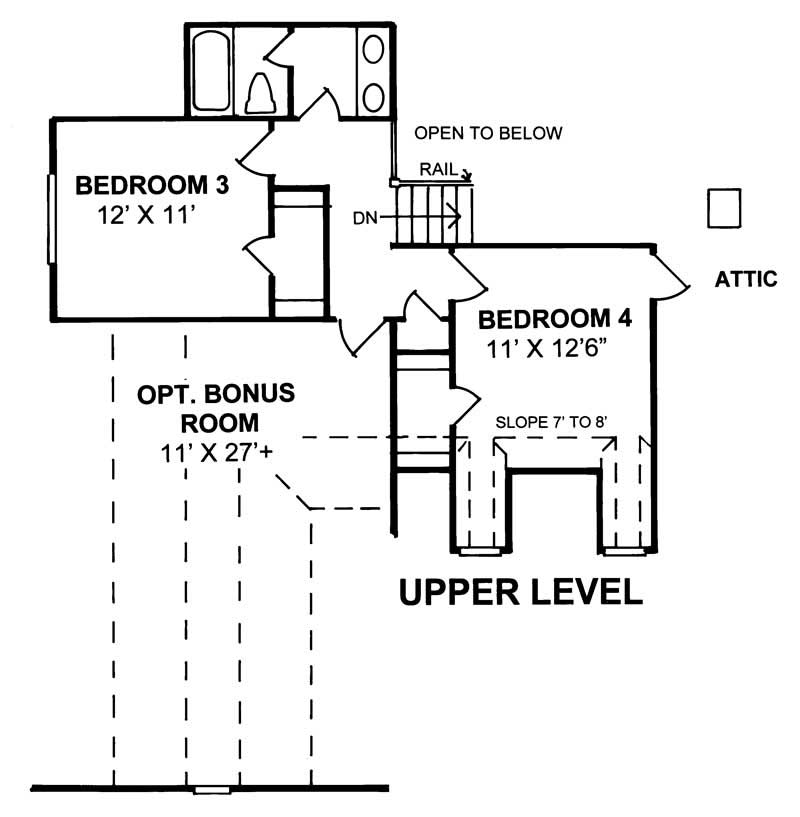Floor Plan Second Story of Ranch Plan #178-1093