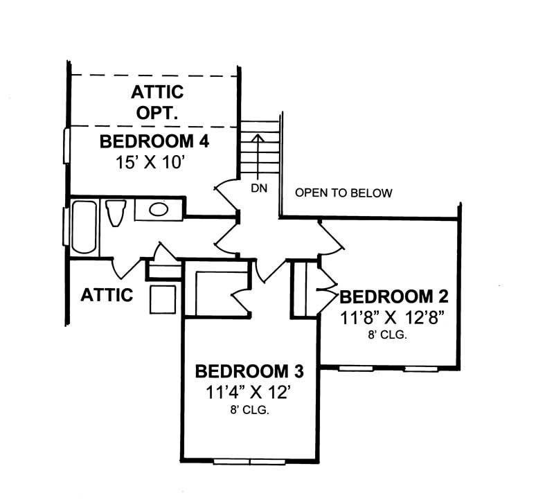 Floor Plan Second Story of Country Plan #178-1094