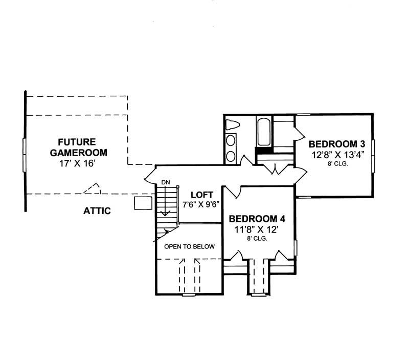 Floor Plan Second Story of Traditional Plan #178-1097