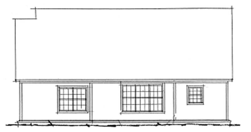 Home Plan Rear Elevation of this 3-Bedroom,1407 Sq Ft Plan -178-1100