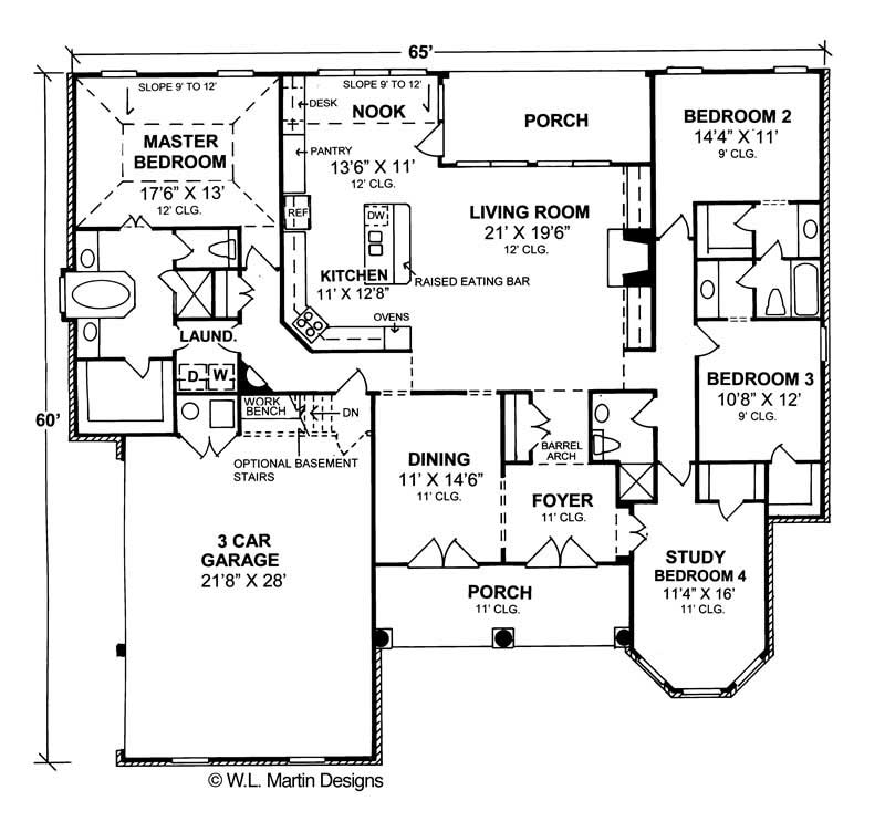 Floor Plan First Story of Ranch Plan #178-1101