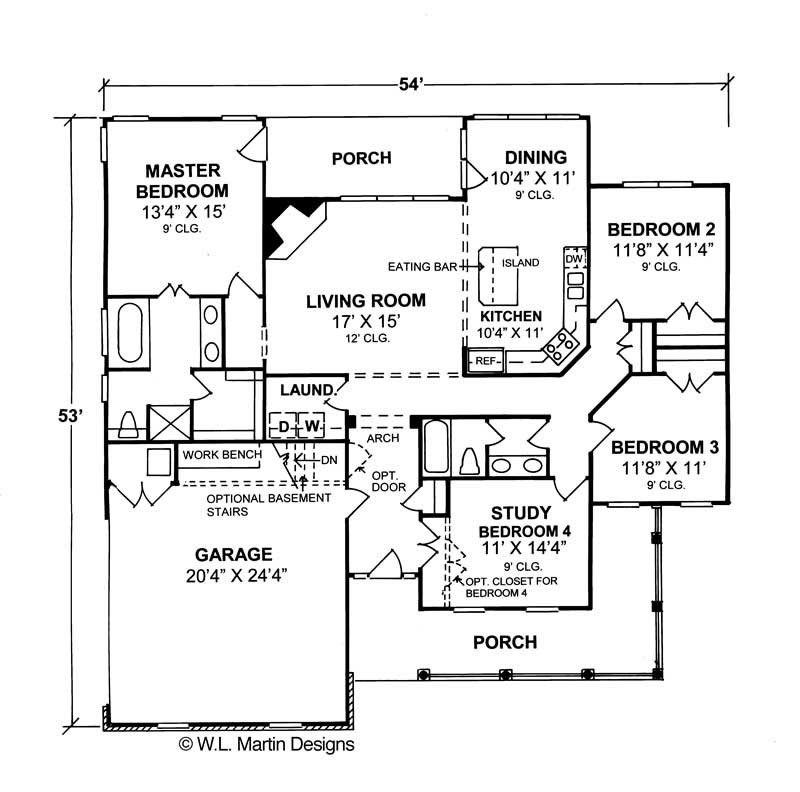 Floor Plan First Story of Country Plan #178-1102