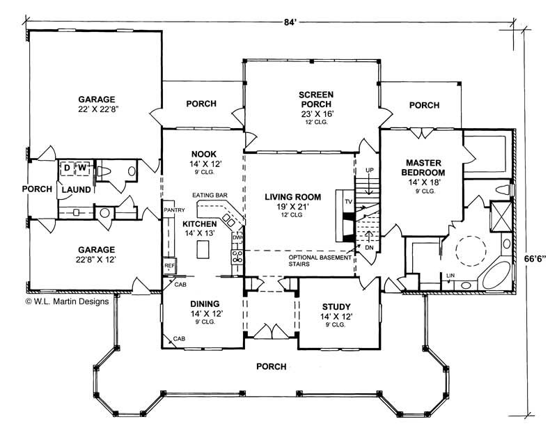 Floor Plan First Story of Country Plan #178-1104