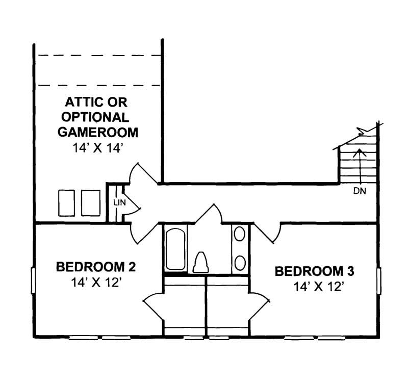 Floor Plan Second Story of Country Plan #178-1104