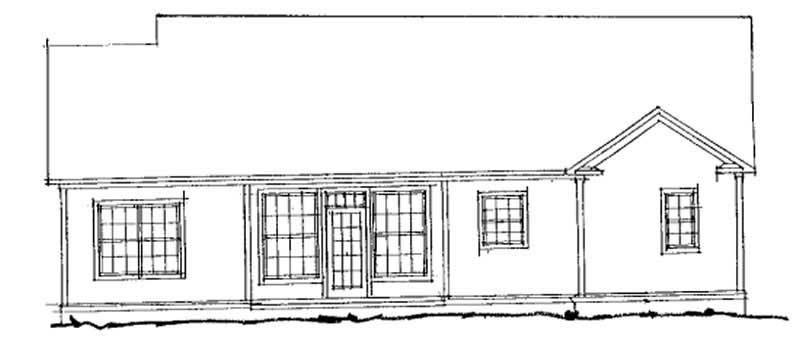 Home Plan Rear Elevation of this 4-Bedroom,1496 Sq Ft Plan -178-1107
