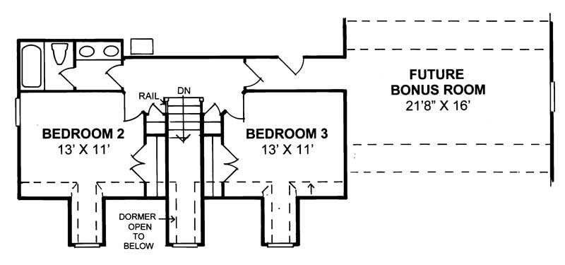 Floor Plan Second Story of Country Plan #178-1108