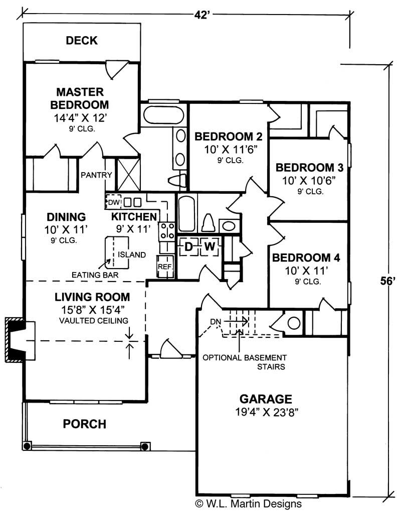 Floor Plan First Story of Country Plan #178-1109
