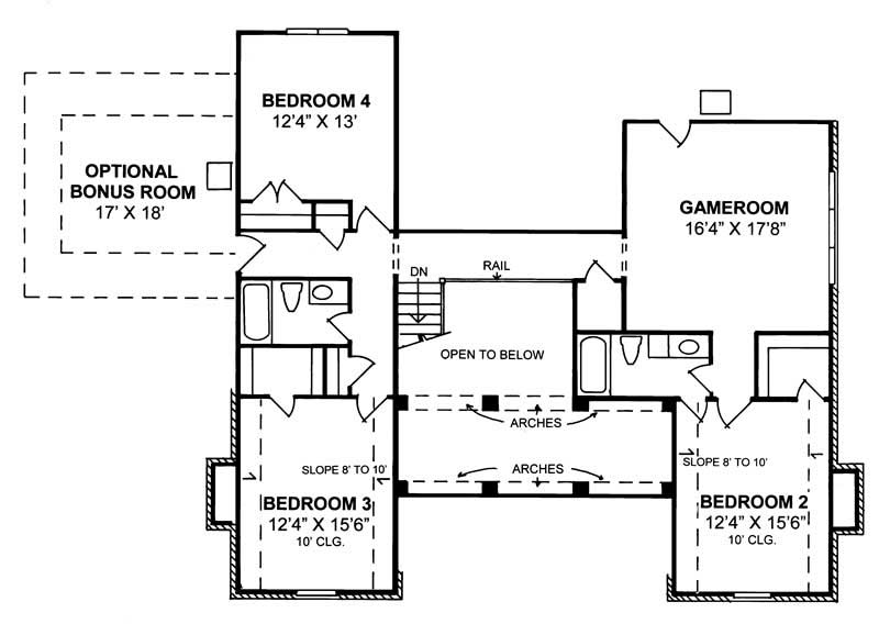 Floor Plan Second Story of European Plan #178-1110