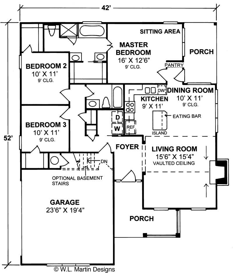 Floor Plan First Story of Small House Plans #178-1111