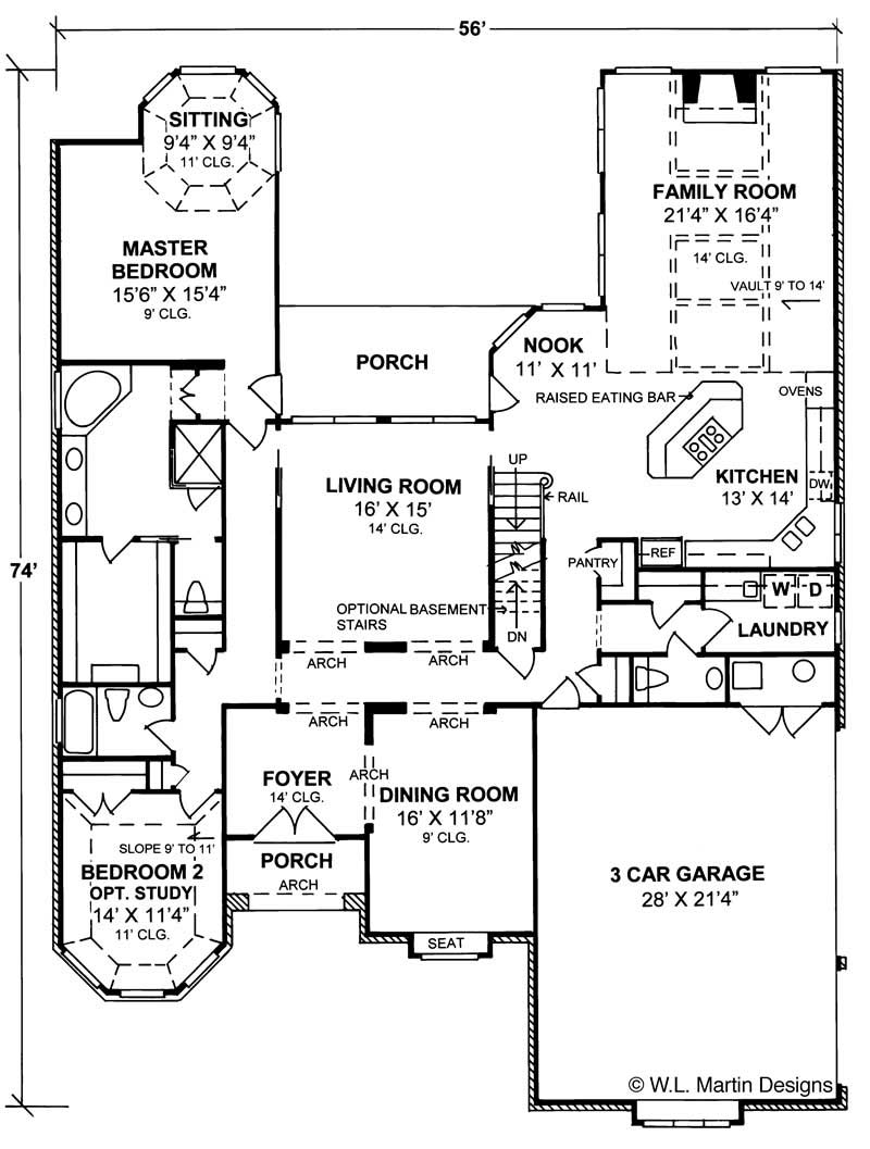 Floor Plan First Story of European Plan #178-1113