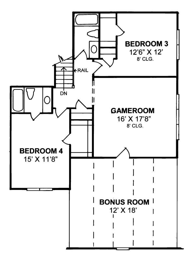Floor Plan Second Story of European Plan #178-1113