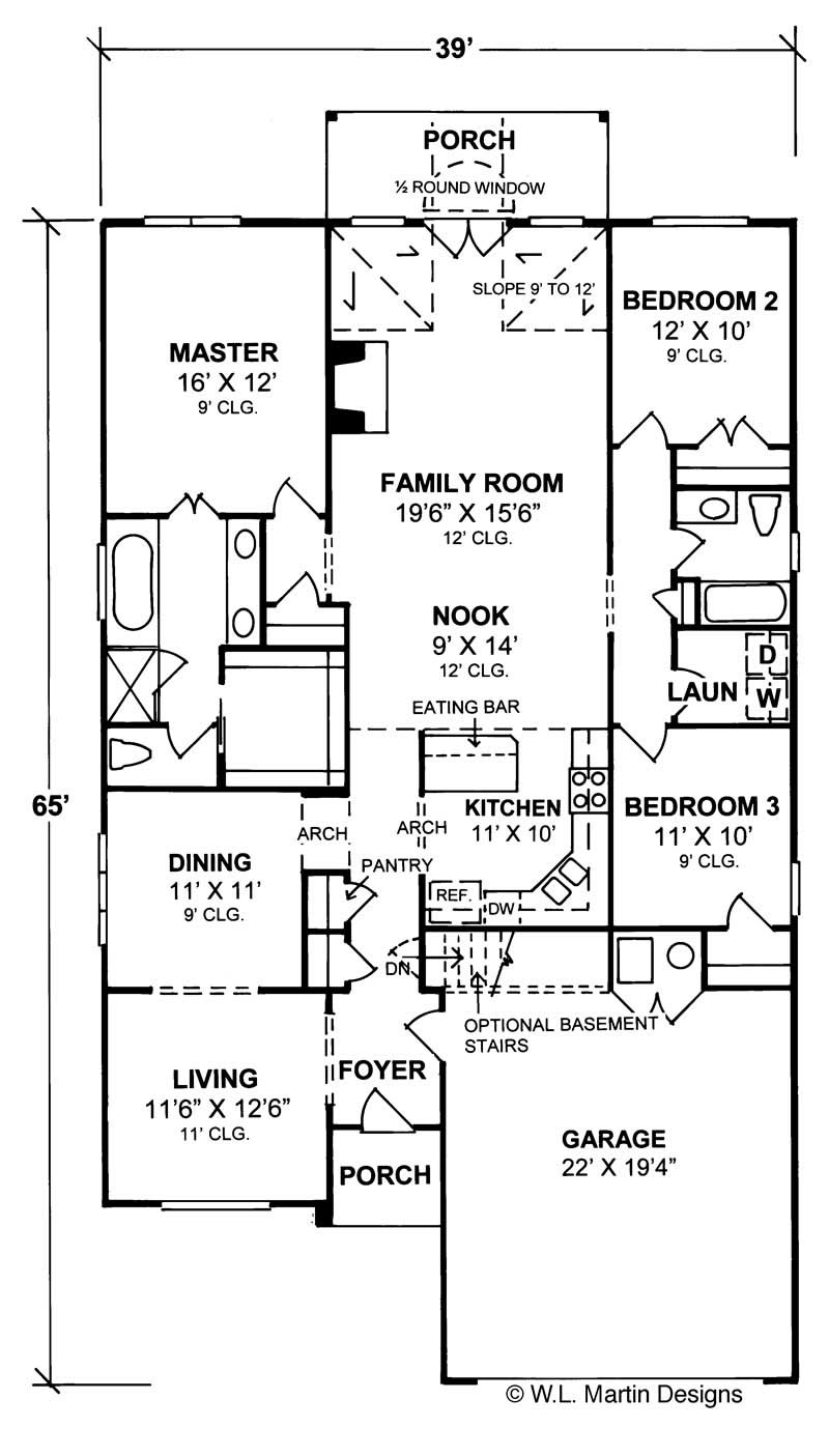 Floor Plan First Story of Ranch Plan #178-1116