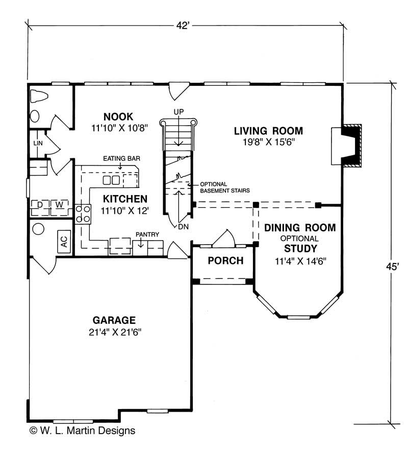 Floor Plan First Story of European Plan #178-1117